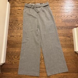 Express Women's New Trouser Pants Gray Wide Leg 14 Belt Business Tweed